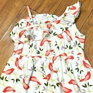 Easter dress bird florals tank dress white peach green cotton cute girls school